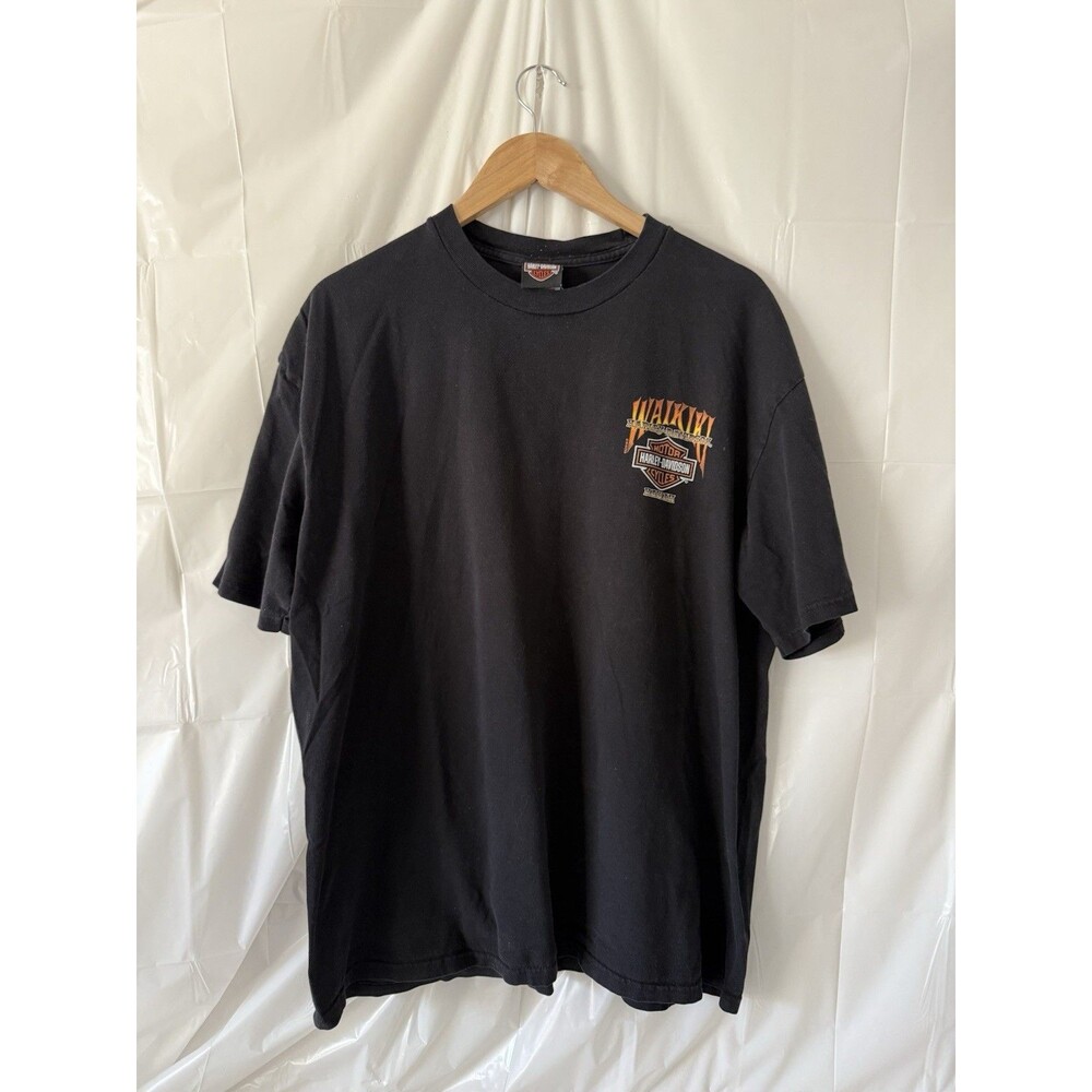 Harley Davidson Waikiki Hawaii T Shirt Mens XL Black Hula Motorcycle Graphic Tee